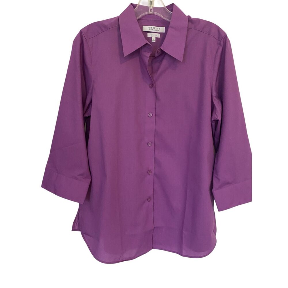 FOXCROFT For Appleseed’s Wrinkle  free 3/4 Sleeve Button Down Shirt Sz 12